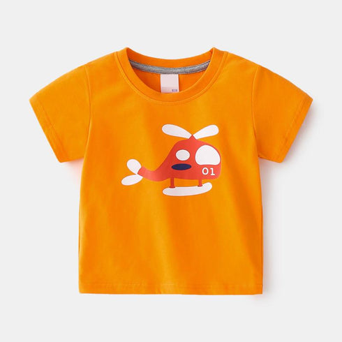 Summer Boys Plane Printed Short Sleeve